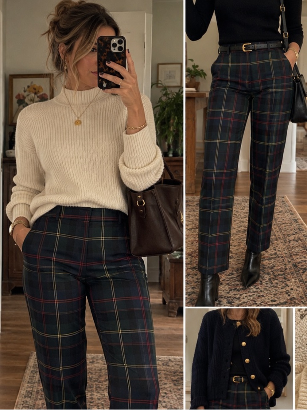 NWOT Talbots Hampshire Ankle Pants 12 Merry Tartan Plaid Wool Blend